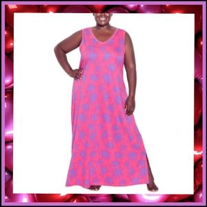 AVENUE ☆ PINK & PURPLE ☆ FLORAL PRINT ☆ MAXI TANK DRESS/NITIE ☆ 5x ☆ NWT